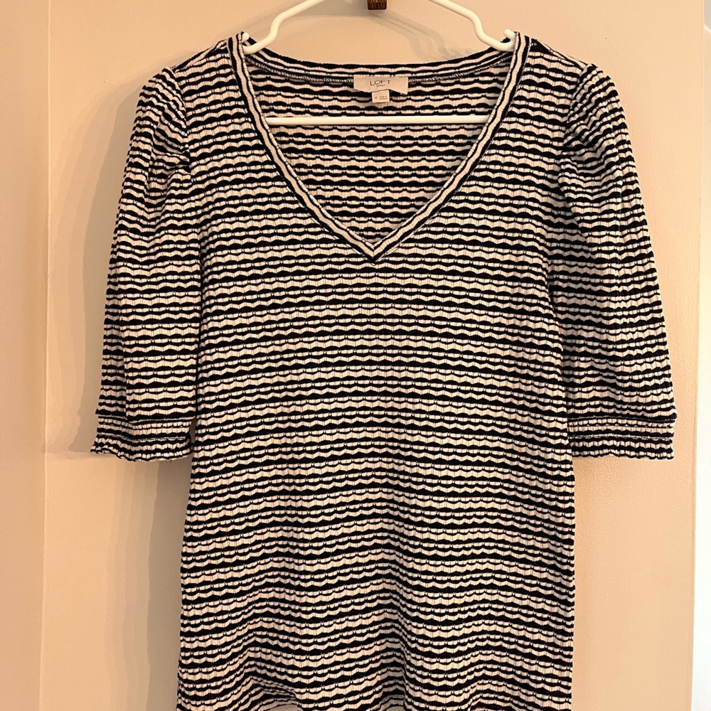 LOFT Monochrome Striped Knit Top